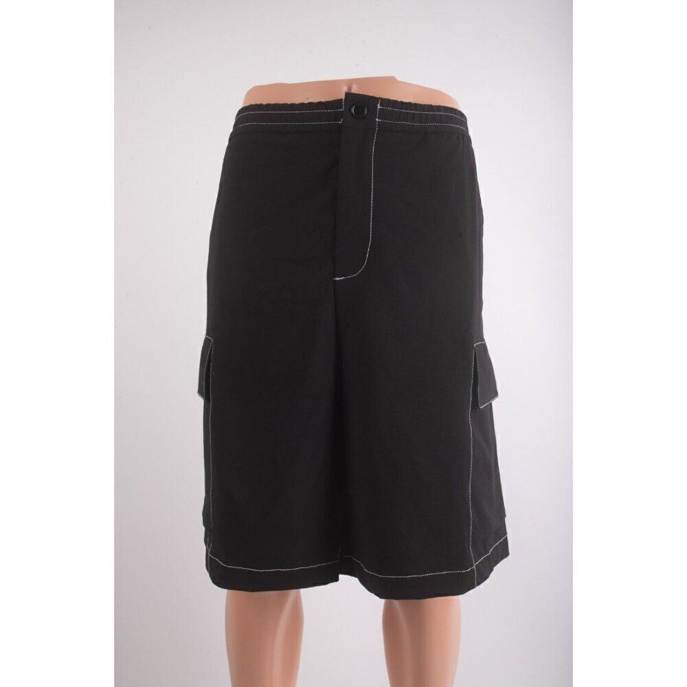 Zara Mens Cargo Shorts Jogger Waist XL Black Loose Fit topstitching 5780/162 NWT